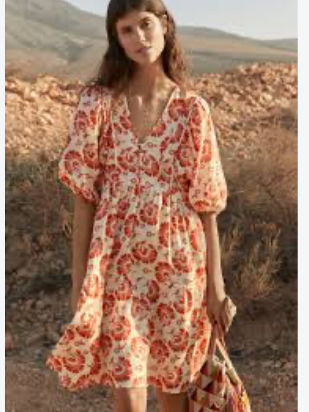 Wrap London Printed Linen Dress in the "Ivory Red" colorway. Size 4 NWT